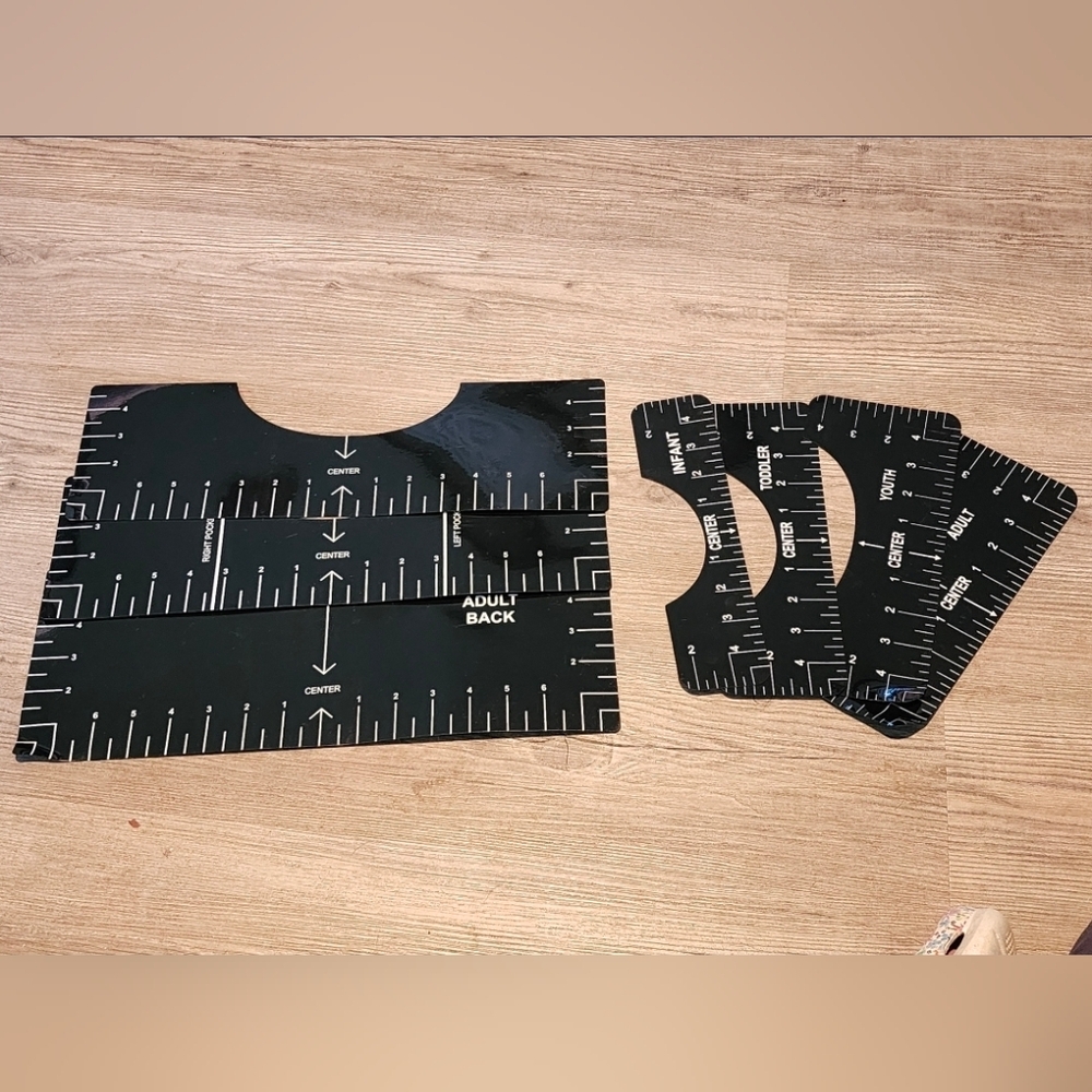 TShirt Ruler 7Pc Guide to Center Vinyl Black PVC Ruler for Alignment New